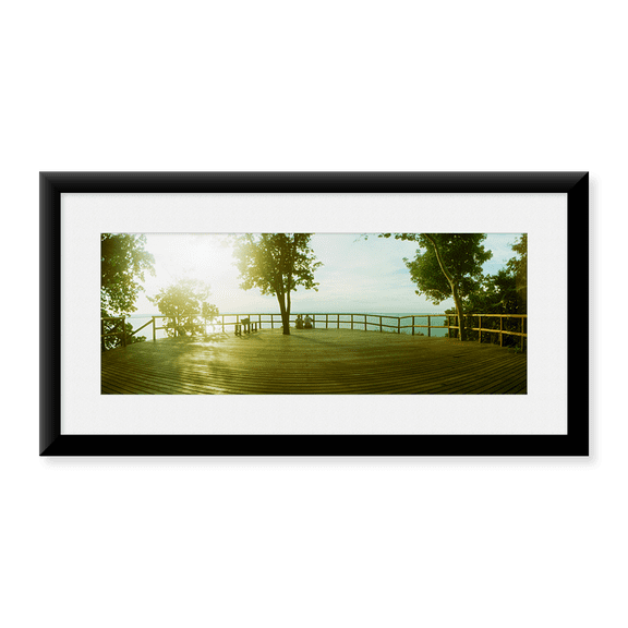 Framed Art Print, Couple overlooking the ocean at sunset in Morro De by Panoramic Images, 14-3/8" x 21-7/8"