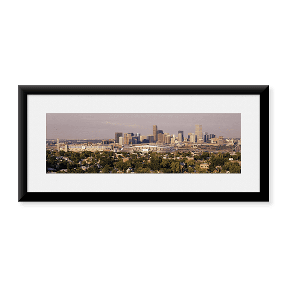 Framed Art Print, Daytime Photo of the Denver Colorado Skyline by Panoramic Images, 37-7/8" x 13-7/8"