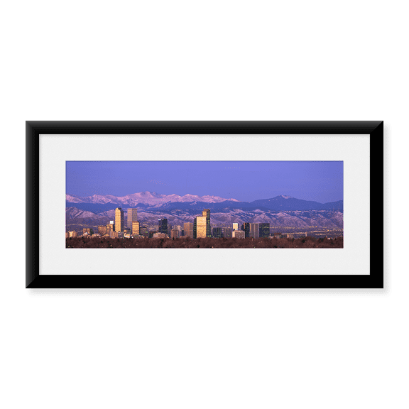 Framed Art Print, Denver Skyline by Panoramic Images, 31-7/8" x 11-7/8"