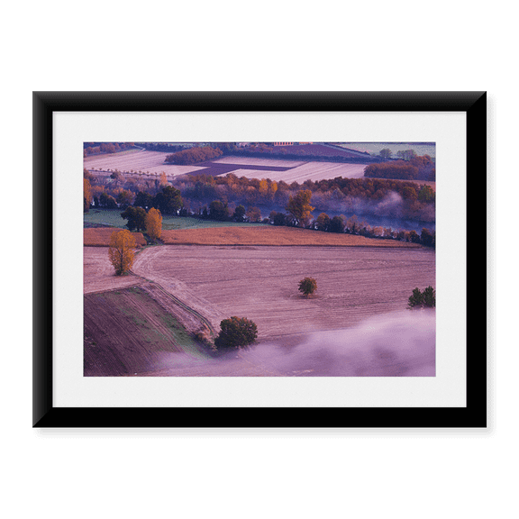 Framed Art Print, Elevated view of the Dordogne River Valley in fog from the Belvedere de la Barre at dawn by Panoramic Images, 17-7/8" x 21-7/8"