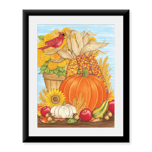 Framed Art Print, Fall Pumpkin & Cardinal by Deb Strain, 17-7/8" x 21-7/8"