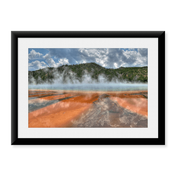 Framed Art Print, Grand Prismatic Spring and Thermophiles, Yellowstone National Park by Curtis Akin, 17-7/8" x 21-7/8"