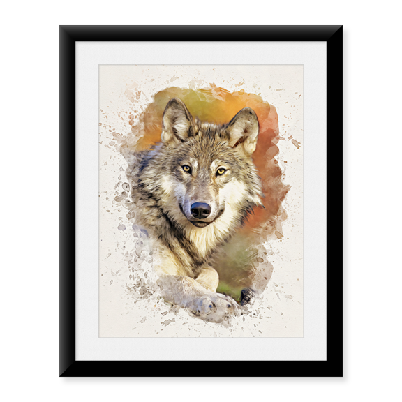 Framed Art Print, Gray Wolf by Alpenglow Workshop, 17-7/8" x 21-7/8"