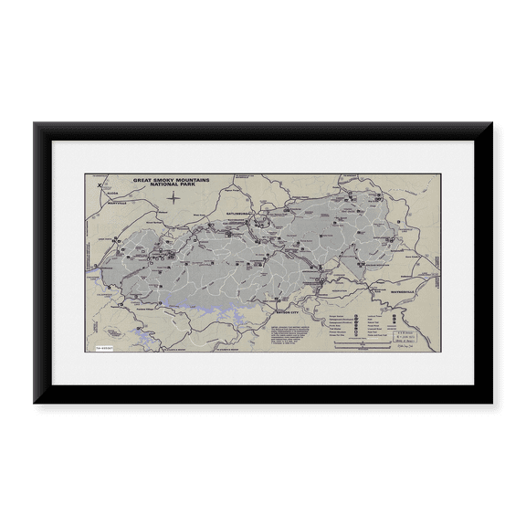 Framed Art Print, Great Smoky Mountains National Park Map I by Stellar Design Studio, 16-7/8" x 25-7/8"