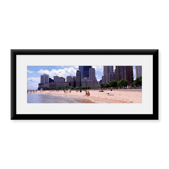 Framed Art Print, Group of people on the beach by Panoramic Images, 25-7/8" x 9-7/8"
