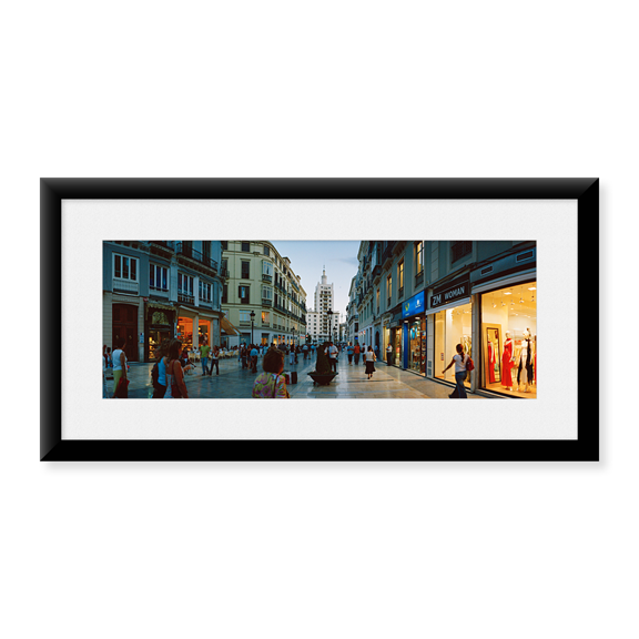 Framed Art Print, Group of people walking on a street by Panoramic Images, 37-7/8" x 13-7/8"