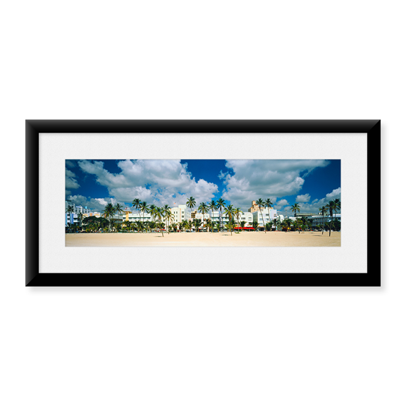 Framed Art Print, Hotels on the beach by Panoramic Images, 31-7/8" x 11-7/8"