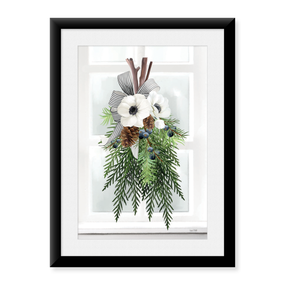 Framed Art Print, Juniper Christmas Swag by House Fenway, 17-7/8" x 21-7/8"