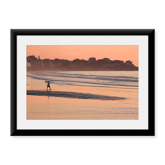 Framed Art Print, Man walking on the beach by Panoramic Images, 17-7/8" x 21-7/8"