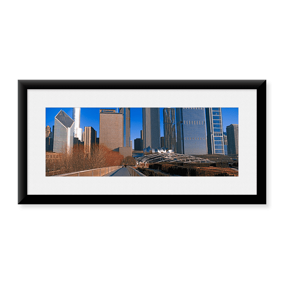 Framed Art Print, Millennium Park with buildings in the background by Panoramic Images, 25-7/8" x 9-7/8"