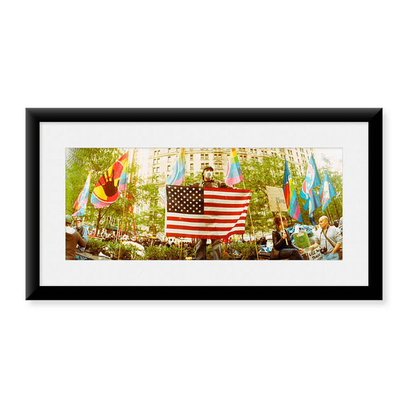Framed Art Print, Occupy Wall Street protester by Panoramic Images, 14-3/8" x 21-7/8"
