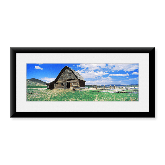 Framed Art Print, Old barn in a field by Panoramic Images, 25-7/8" x 9-7/8"