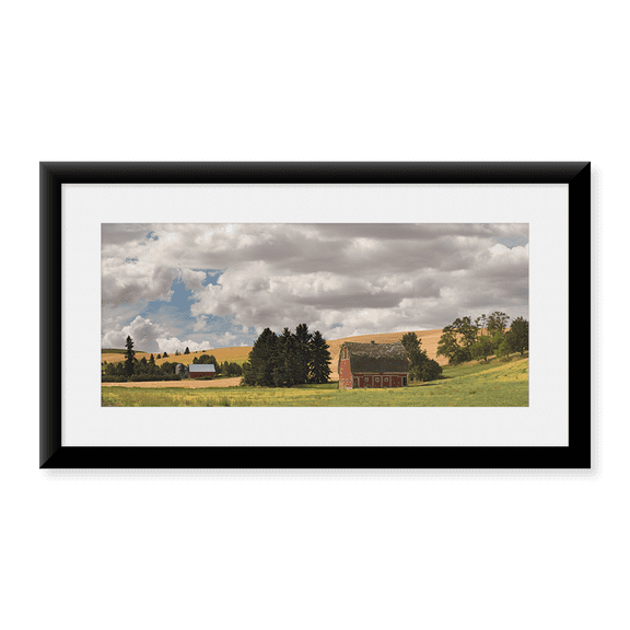 Framed Art Print, Old barn under cloudy sky by Panoramic Images, 14-3/8" x 21-7/8"