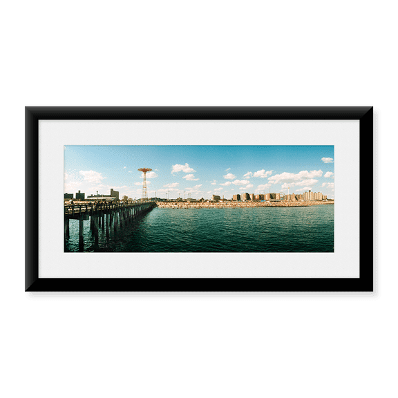 Framed Art Print, People on the beach by Panoramic Images, 14-3/8" x 21-7/8"
