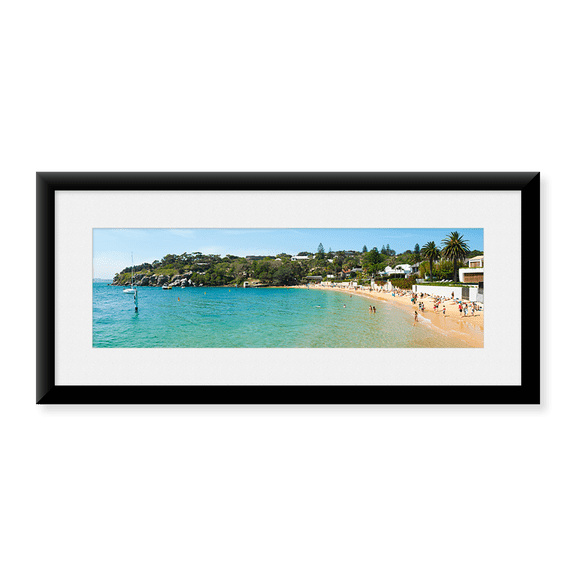 Framed Art Print, People on the beach by Panoramic Images, 25-7/8" x 9-7/8"