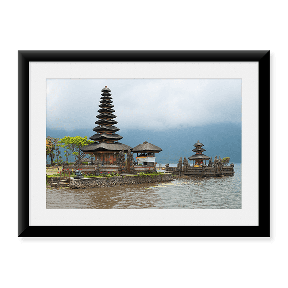 Framed Art Print, Pura Ulun Danu Bratan temple on the edge of Lake Bratan by Panoramic Images, 17-7/8" x 21-7/8"