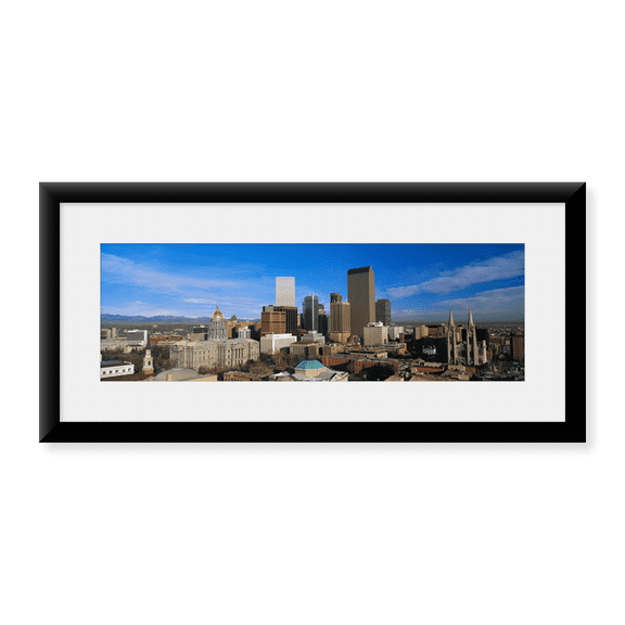 Framed Art Print, Skyline View of Denver Colorado in the Day by Panoramic Images, 31-7/8" x 11-7/8"