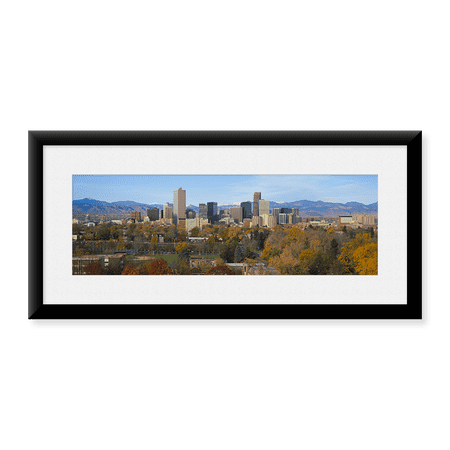 Framed Art Print, Skyscrapers in a city with mountains in the backgr by Panoramic Images, 25-7/8" x 9-7/8"