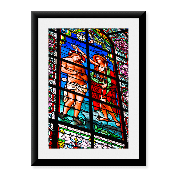 Framed Art Print, Stained glass window at Cathedral of Notre Dame Le Puy by Panoramic Images, 17-7/8" x 21-7/8"