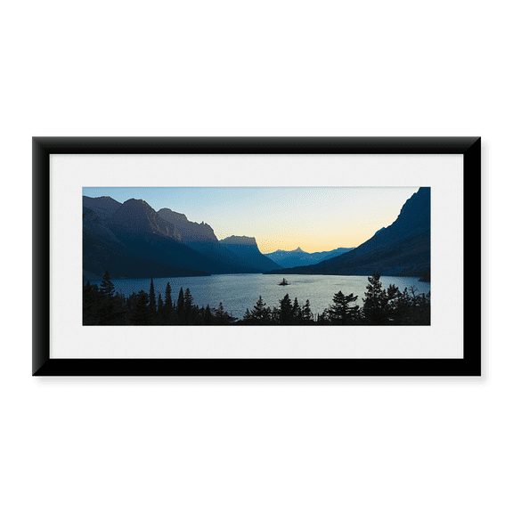 Framed Art Print, Sunset over St. Mary Lake with Wild Goose Island by Panoramic Images, 14-3/8" x 21-7/8"