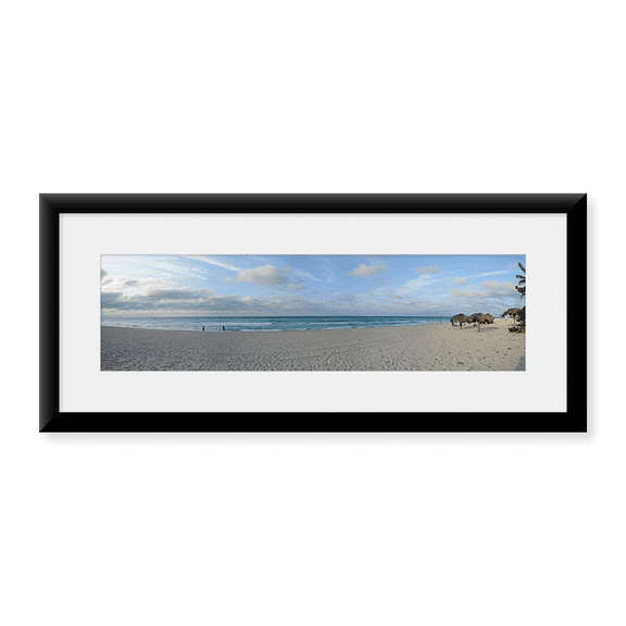 Framed Art Print, Sunshades on the beach by Panoramic Images, 25-7/8" x 9-7/8"