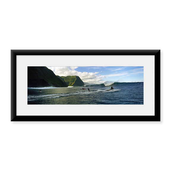 Framed Art Print, Surfers in the sea by Panoramic Images, 37-7/8" x 13-7/8"