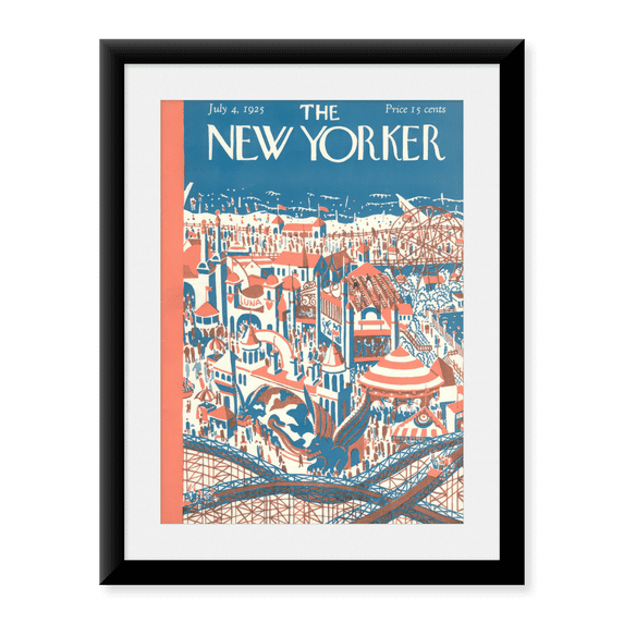 Framed Art Print, The New Yorker Cover, 4 Jul 1925 by Vintage Magazine Cover, 17-7/8" x 21-7/8"