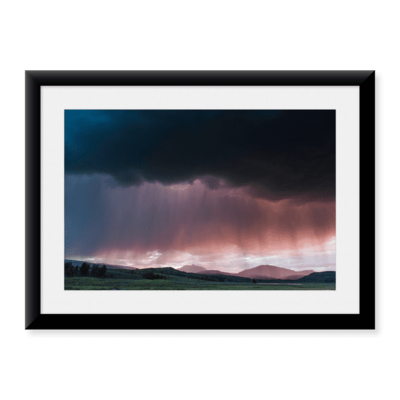 Framed Art Print, Thunderstorm at Sunset, Swan Lake Flat, Yellowstone National Park by The Yellowstone Collection, 17-7/8" x 21-7/8"