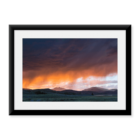 Framed Art Print, Thunderstorm at Sunset, Swan Lake Flat, Yellowstone National Park by The Yellowstone Collection, 17-7/8" x 21-7/8"
