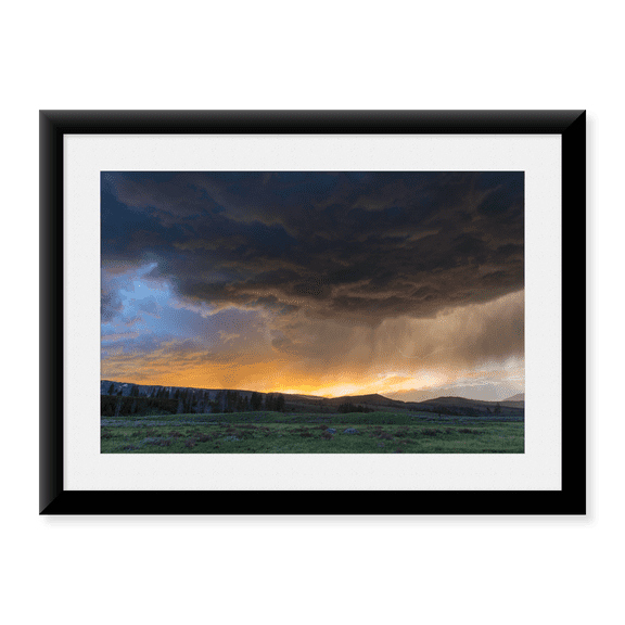 Framed Art Print, Thunderstorm at Sunset, Swan Lake Flat, Yellowstone National Park by The Yellowstone Collection, 17-7/8" x 21-7/8"