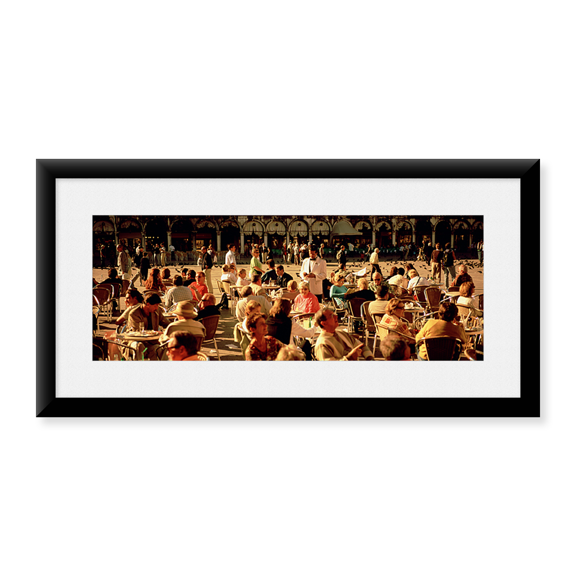 Framed Art Print, Tourists at a sidewalk cafe by Panoramic Images, 25-7/8" x 9-7/8"