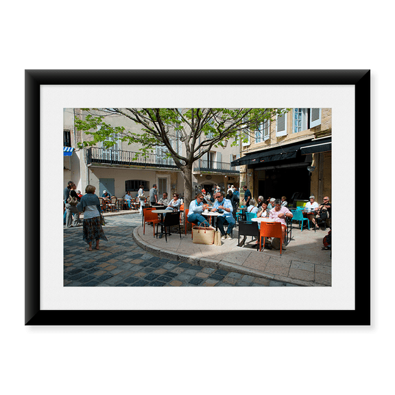 Framed Art Print, Tourists at sidewalk cafes by Panoramic Images, 17-7/8" x 21-7/8"