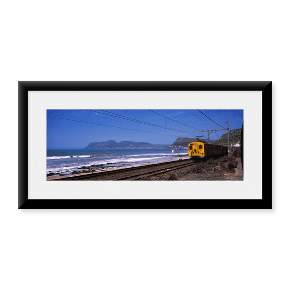 Framed Art Print, Train on railroad tracks by Panoramic Images, 31-7/8" x 11-7/8"