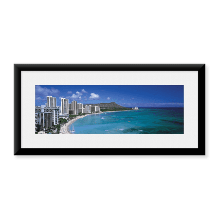 Framed Art Print, Waikiki Beach Honolulu Oahu HI USA by Panoramic Images, 25-7/8" x 9-7/8"