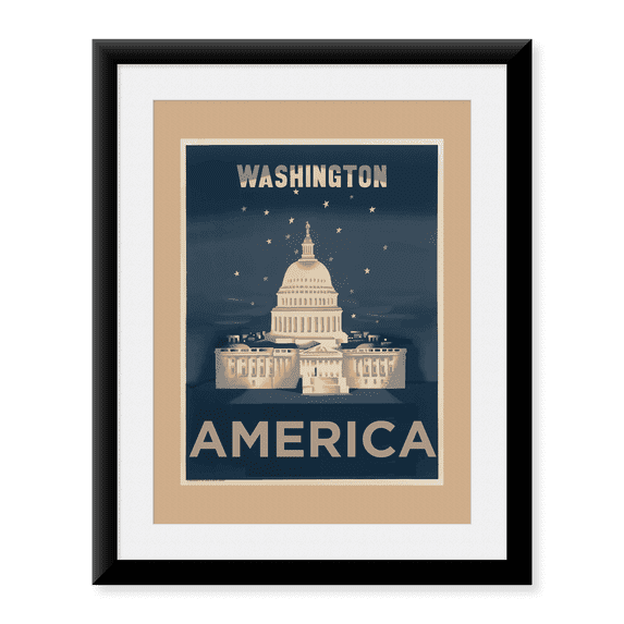 Framed Art Print, Washington DC Travel Poster by Vintage Travel Posters, 17-7/8" x 21-7/8"