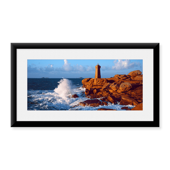 Framed Art Print, Waves crashing at Ploumanac'h Lighthouse by Panoramic Images, 14-3/8" x 21-7/8"