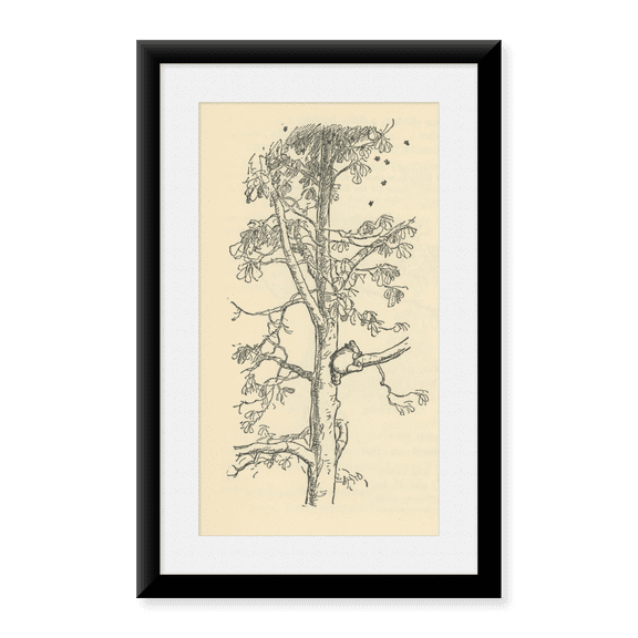 Framed Art Print, Winnie-the-Pooh 1926 - He Climbed and Climbed by Ernest H Shepard, 14-3/8" x 21-7/8"