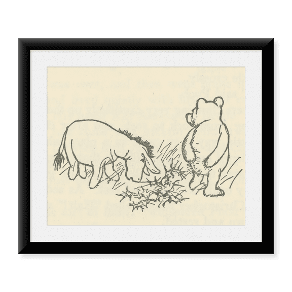 Framed Art Print, Winnie-the-Pooh 1926 - Pooh Sat on a Thistle by Ernest H Shepard, 17-7/8" x 21-7/8"