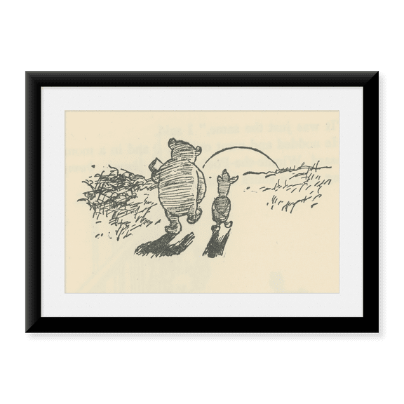 Framed Art Print, Winnie-the-Pooh 1926 - Walking Home Together by Ernest H Shepard, 17-7/8" x 21-7/8"