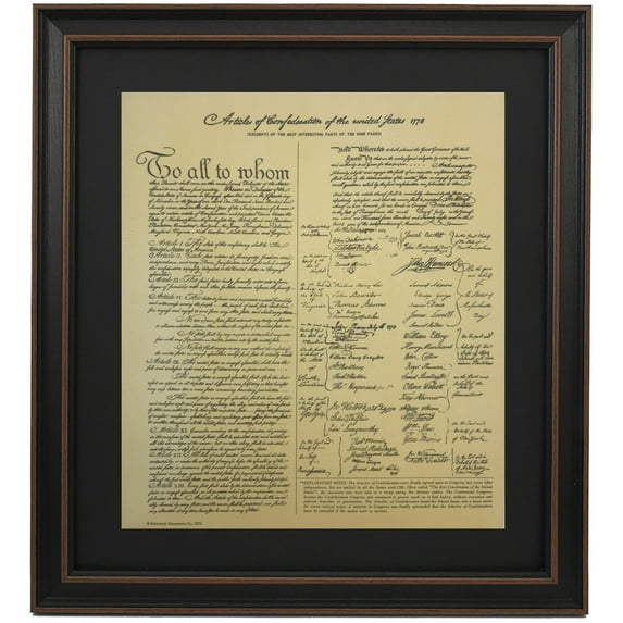 Framed Articles of Confederation. Replica Print by Patriot Gear Company.