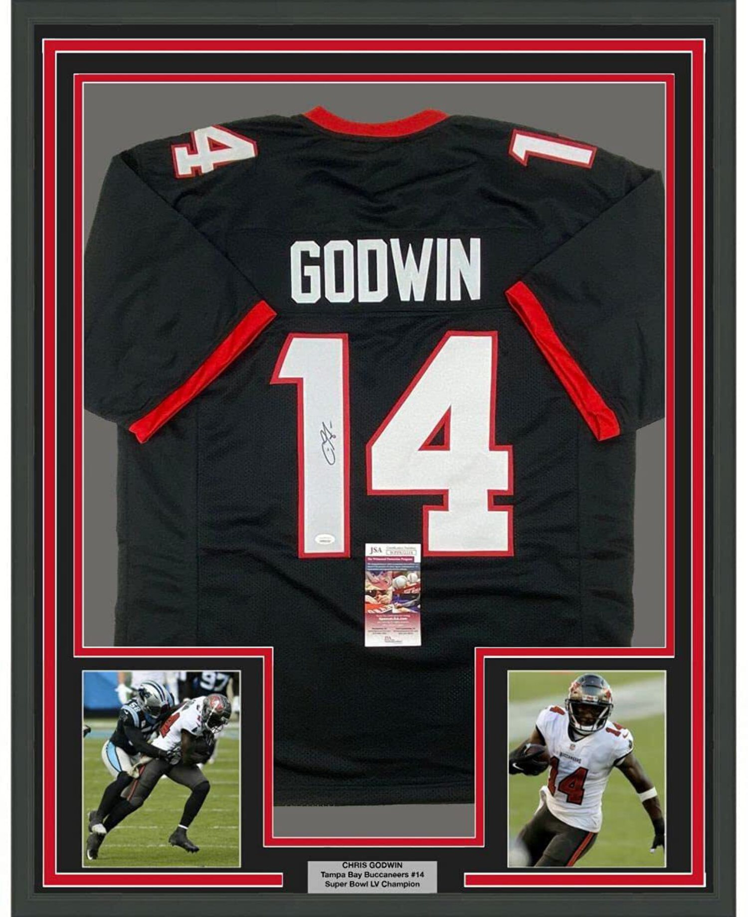 Framed Autographed/Signed Chris Godwin 35x39 Tampa Bay Pewter Football
