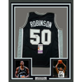 Framed Autographed/Signed David Robinson 35x39 San Antonio Black