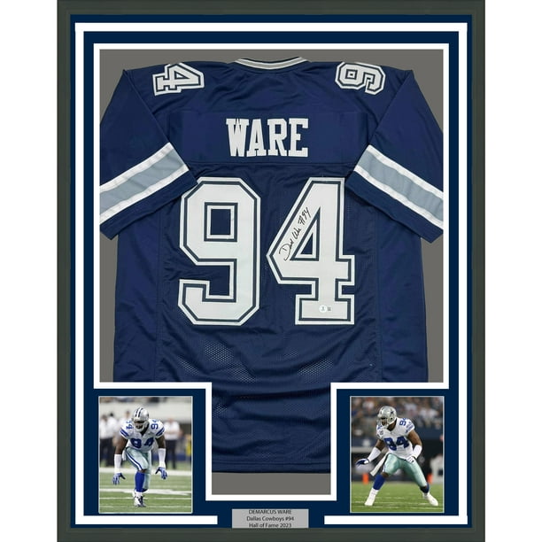 Framed Autographed Signed Demarcus Ware 35x39 Dallas Blue Football Jersey Beckett BAS COA Walmart Business Supplies