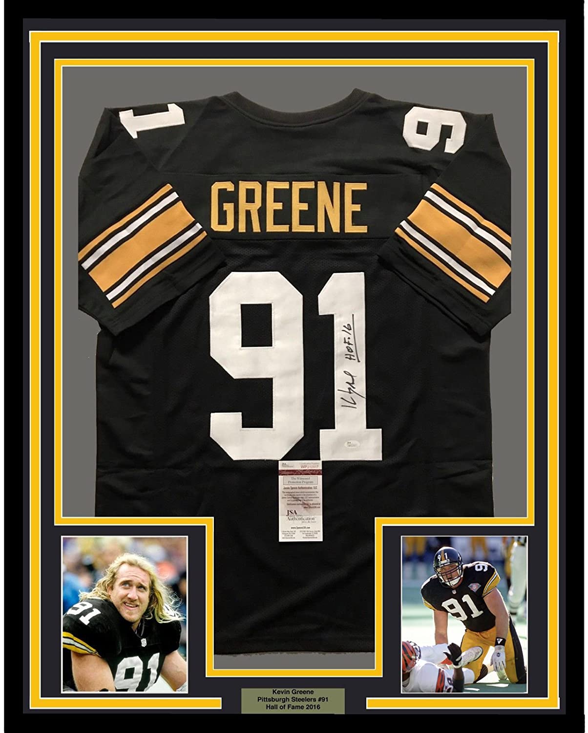 Framed Autographed/Signed Kevin Greene HOF 16 35x39 Pittsburgh Steelers