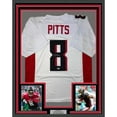 thumbnail image 1 of Framed Autographed/Signed Kyle Pitts 35x39 Atlanta White Football Jersey Beckett BAS COA, 1 of 2