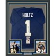 thumbnail image 1 of Framed Autographed/Signed Lou Holtz 35x39 Notre Dame Blue College Football Jersey JSA COA, 1 of 2