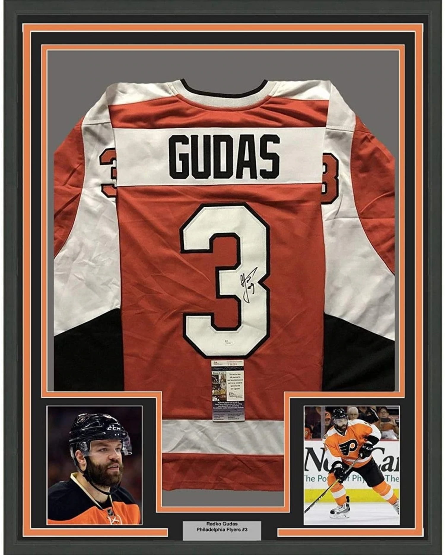 Framed Autographed/Signed Radko Gudas 35x39 Philadelphia Orange Hockey