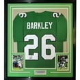 thumbnail image 1 of Framed Autographed/Signed Saquon Barkley 35x39 Philadelphia Kelly Green Football Jersey Beckett BAS COA, 1 of 2