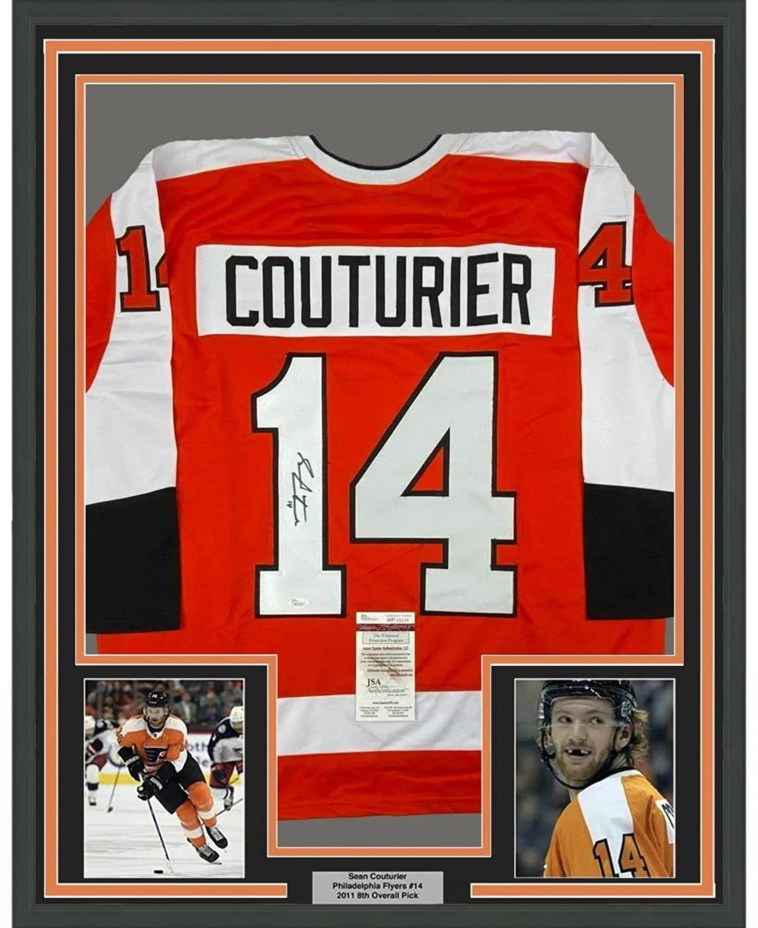Framed Autographed Signed Sean Couturier 35x39 Philadelphia Orange Hockey Jersey JSA COA Walmart Business Supplies