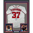 Framed Autographed/Signed Stephen Strasburg 35x39 Washington White